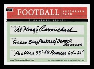 Al Carmichael Autograph Football Signature Card