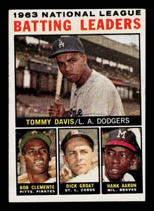 Hank Aaron  Roberto Clemente 1964 Topps NL Batting Leaders #7 Vinrage Baseball Card (marked)