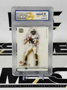 Drew Brees RC Graded 10 Gem Mint 2001 Pacific Dynagon #102 NFL Draft Picks Rookie Football Card Slab