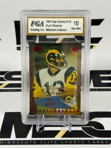 Kurt Warner RC Graded 10 Gem Mint 1999 Edge Odyssey Millenium Collection #123 Rookie Football Card Slab