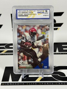 Marshall Faulk RC Graded 10 Gem Mint 1994 Classic Draft Day PROTOTYPE #DD-5 Rookie Football Card Slab
