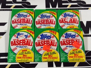 6 Wax Packs 1987 and 1990 Topps Baseball Cards