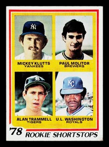 Paul Molitor  Alan Trammel RC 1978 Topps Rookie Shortstops #707 Vintage Baseball Card