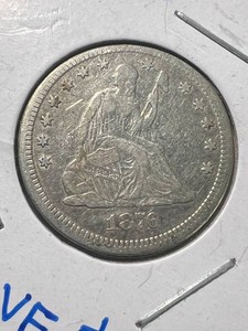 1876-CC US SEATED LIBERTY QUARTER