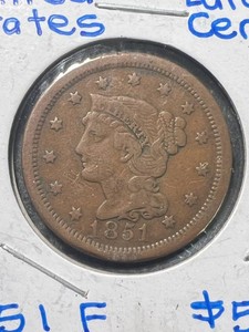 1851 US BRAIDED HAIR LARGE CENT