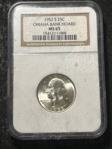 1952-S US WASHINGTON QUARTER NGC MS65