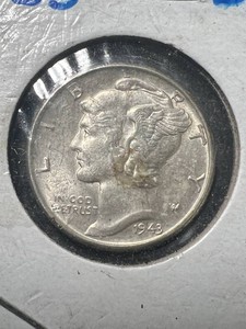1943 US MERCURY DIME BU