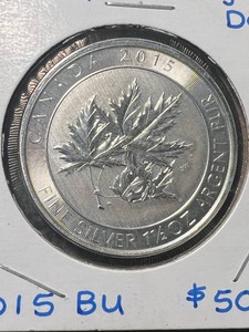 2015 CANADIAN MAPLE LEAF 1.5 TROY OZ .9999 FINE SILVER
