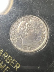 1913 US BARBER DIME IN CASE