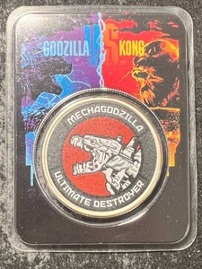 1 TROY OZ .999 FINE SILVER MECHAGODZILLA ROUND IN CASE