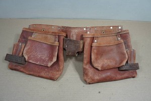 Rooster Leather & Suede Carpenter Work Belt - Waist Size 30-52