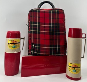 Vintage NOS Thermos Picnic Set With 2 Vacuum Bottles - 4pc