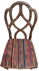 Rustic Branch-Frame Accent Chair With Geometric Upholstery