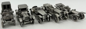 Danbury Mint Pewter Early Automobile Models - 5pc