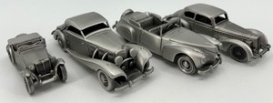 Danbury Mint Pewter Classic Cars - 1938-1948 Models (Lot of 4)