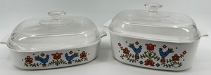 Corning Ware Spice of Life Casserole Dishes With Glass Lids (Lot of 2)