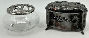 Victor Silver Co. Trinket Box & Floral Glass Potpourri Mixed Lot