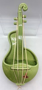 Red Wing Art Pottery Green Violin Wall Pocket - 13.5 in