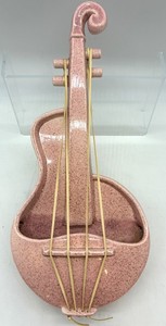 Pink Speckled Ceramic Violin-Form Wall Decor