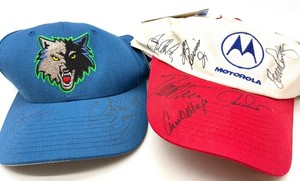 Signed Minnesota Timberwolves & Motorola Western Open Memorabilia Mixed Lot - 2 Caps & 2 Passes