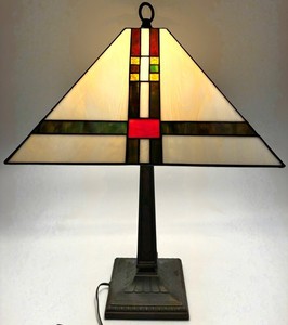 Stained Glass Geometric Table Lamp - 23 Inches High