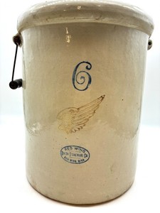 Red Wing Union Stoneware Co. Stoneware Crock With Bale Handle No. 6