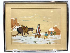 Robert Chee Signed Print Framed Western Winter Scene Artwork
