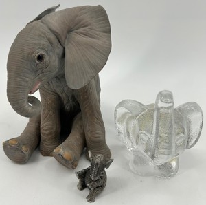 Lenox, Goebel & Pewter Elephant Figurines - 3 Pieces