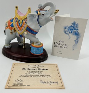 Lenox the Carousel Elephant Porcelain Sculpture With Certificate - 1989, 9 X 5 X 8 in