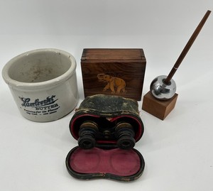 Lancaster Crock, Opera Glasses & Desk Accessories Mixed Lot