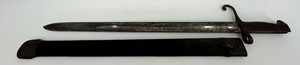Vintage  Antique Military Bayonet With Scabbard - 25 Inches