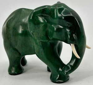 Verdite Stone Elephant Sculpture - South Africa, 4 in