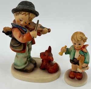 Goebel Germany Hand-Painted Figurines - Violinist & Boy (Lot of 2)