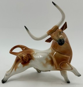 Algora Porcelain Longhorn Bull Figurine - 6 X 6 in