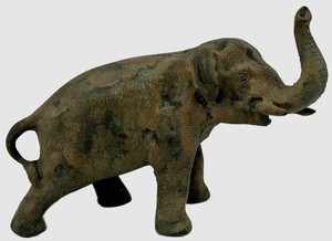 Vintage Japanese Elephant Figurine With Raised Trunk - 7.5 in