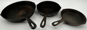Cast Iron Skillets With 5 SK D1 & 3 SK D1 Markings (Lot of 3)