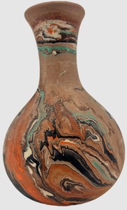 Nemadji Pottery Swirl-Decorated Vase - 4.5 X 6.5 in