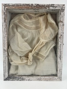 Vintage Christening Gown & Bonnet in Hinged Shadow Box