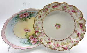 Vintage Floral Porcelain Serving Dishes (Lot of 2) including Limoges