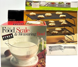Pyrex, Wilton & Condiment Tray Mixed Kitchen Lot - New in Box