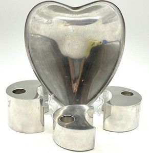 Nambe 118P Heart Bowl & Three Candle Holders Mixed Lot