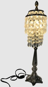 Ornate Faceted Drop Crystal Table Lamp - 22 Inches High