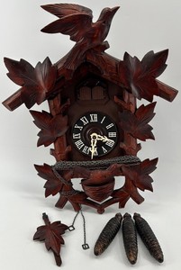 Vintage Carved Cuckoo Clock - Northwest Clock Co., 13 X 7 X 18 in