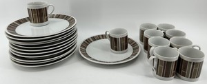 Mid-Century Geometric Snack Set - 12 Plates & 10 Cups (Lot of 22)