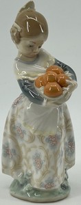 Lladro Handmade in Spain Girl With Fruit Basket Figurine