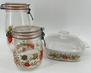 Vintage Corning Ware & French Glass Jars Mixed Lot - 8 X 13 in