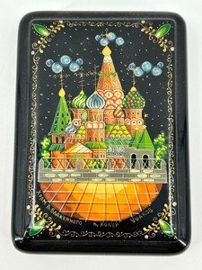 Russian Lacquer Box - St. Basils Cathedral, 4 X 5 in