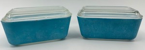 Pyrex Blue Refrigerator Dishes With Glass Lids - Set of 2