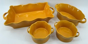 BIA China Mustard Yellow Casserole Dish Set 15 X 8 in (Lot of 4)