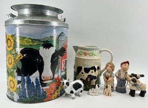 Evesco Farmhouse Milk Can & Country Figurines Mixed Lot
